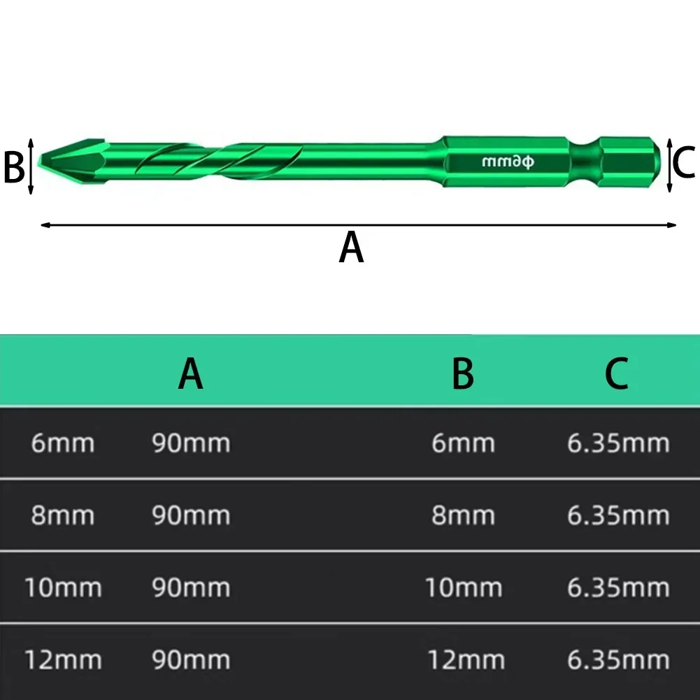 Tile Drill Bit For Glass Concrete Ceramic Tile Hole Opener Punching Carbide Hard Alloy Bits Tool 6mm 8mm 10 12mm Triangle Drill