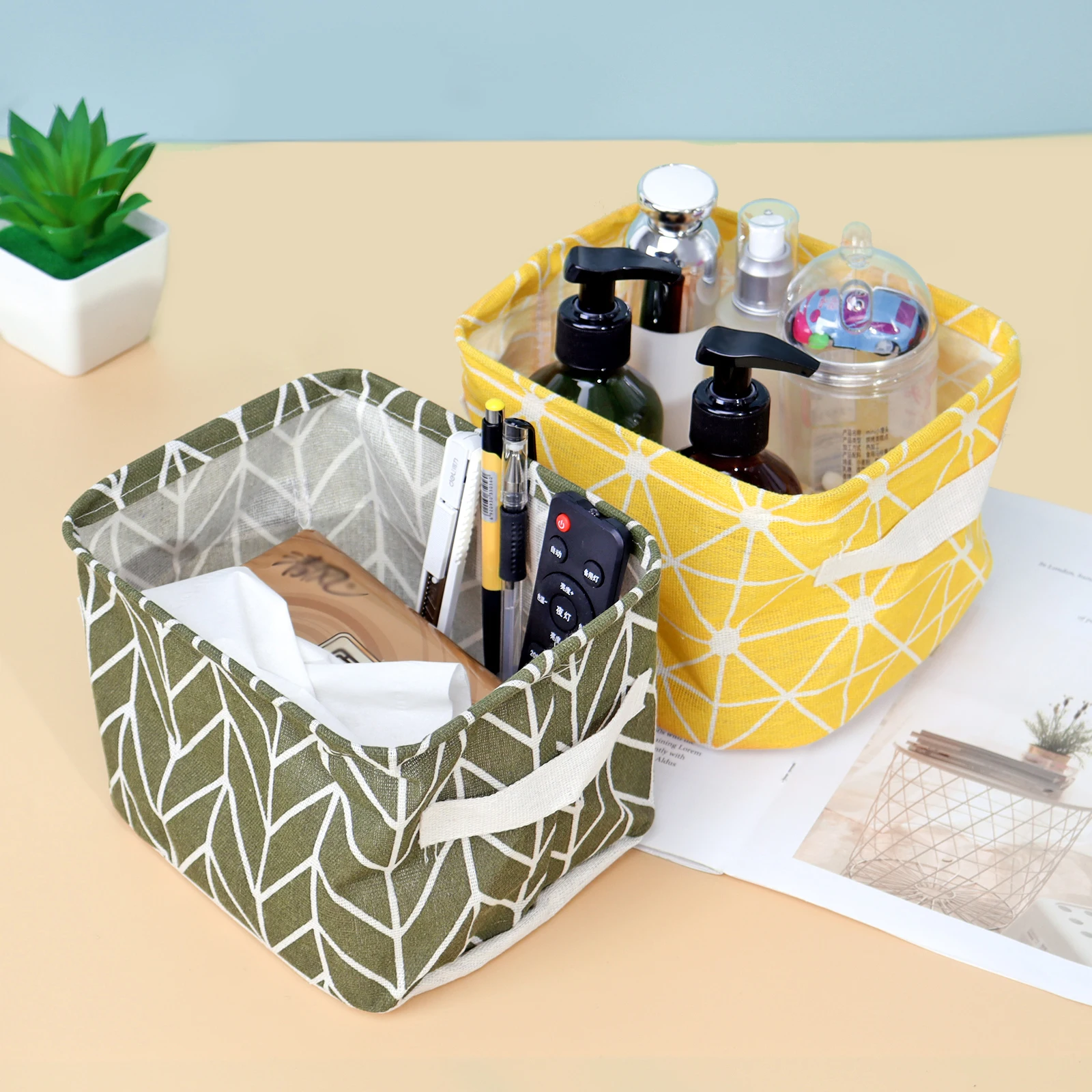 Folding Desktop Storage Box Waterproof Toy Sundries Cute Storage Basket Cosmetic Underwear Storage Office Stationery Organizer