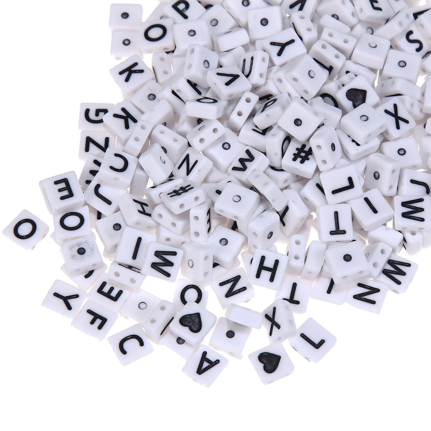 200pcs 2 Holes Colorful Flat Sqaure Acrylic Letter Beads English Character Plastic Bracelet Necklace Earring Alphabet 4*9mm