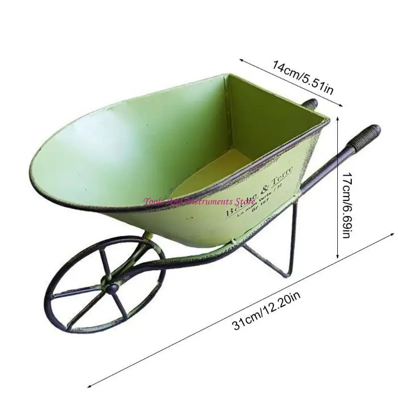 Iron Wheelbarrow Plant Holders Mini Planter Container for Yard and Garden Decors C7AC