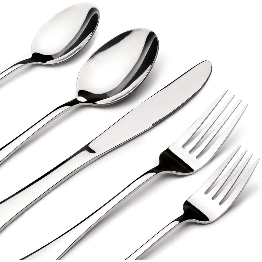 

Heavy Duty Stainless Steel Flatware Set for 8 People Including Steak Knife Fork and Spoon 40Piece Cutlery Set Suitable for Dini