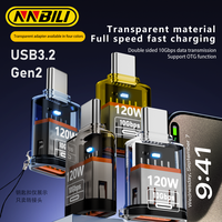 NNBILI 120W USB3.2/Gen2 Adapter Type C to USB Data Transfer OTG Adapter for iphone15 16 Samsung Mobile Phone Converter