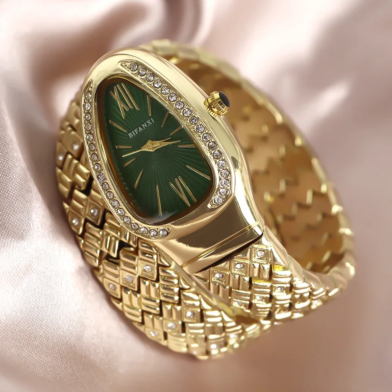 

Браслет в форме змеи с бриллиантами, обертка женских часов, модные кварцевые часы, легкие, роскошные, темпераментные, женские наручные часы, подарок