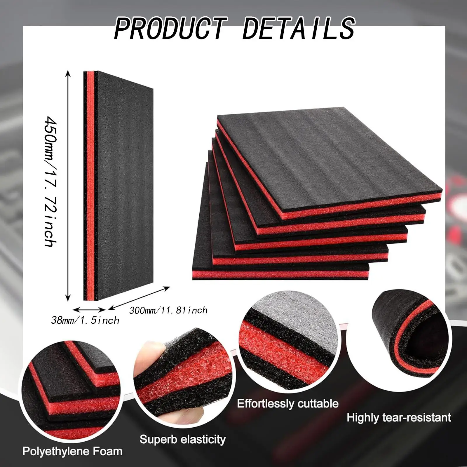 5x Tool Box Foam Inserts Reusable Practical Cuttable Removable for DIY Crafts Toolboxes Packaging Camera Case Transport Padding