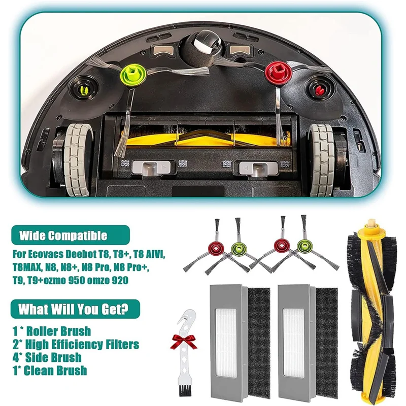 B58B-Accessories For Ecovacs Deebot T9, T9+, T8, T8+, T8MAX, N8, 920, 950, N7 Robot Vacuum Cleaner Replacement Spare Parts Parts