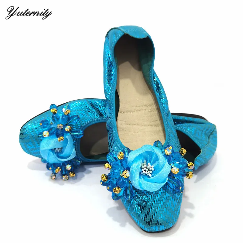 Hot Selling Cow Leather With Flower Rhinestone Women Shoes European Spring Office Lady Flats Shoes For Party Size 35-44 On Sale