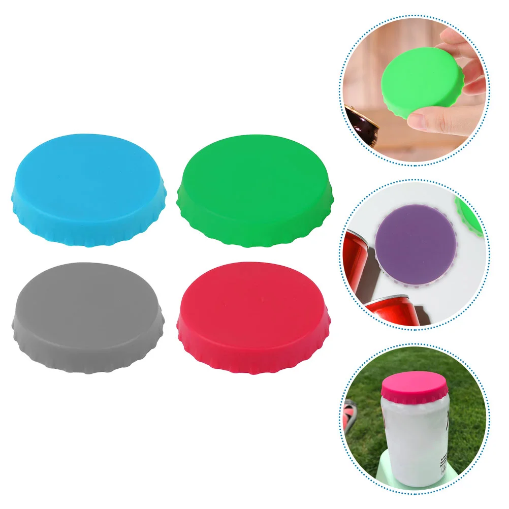 4 Pcs Beer Silicone Bottle Cap Soda Can Covers Leakproof Energy Beverage Leak-proof