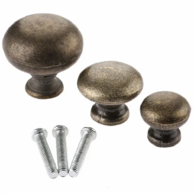 S/M/L Antique Bronze Cabinet Door Drawer Cupboard Bin Knobs Antique Brass Round Pulls Jewelry Box Pull Handle Furniture Hardware