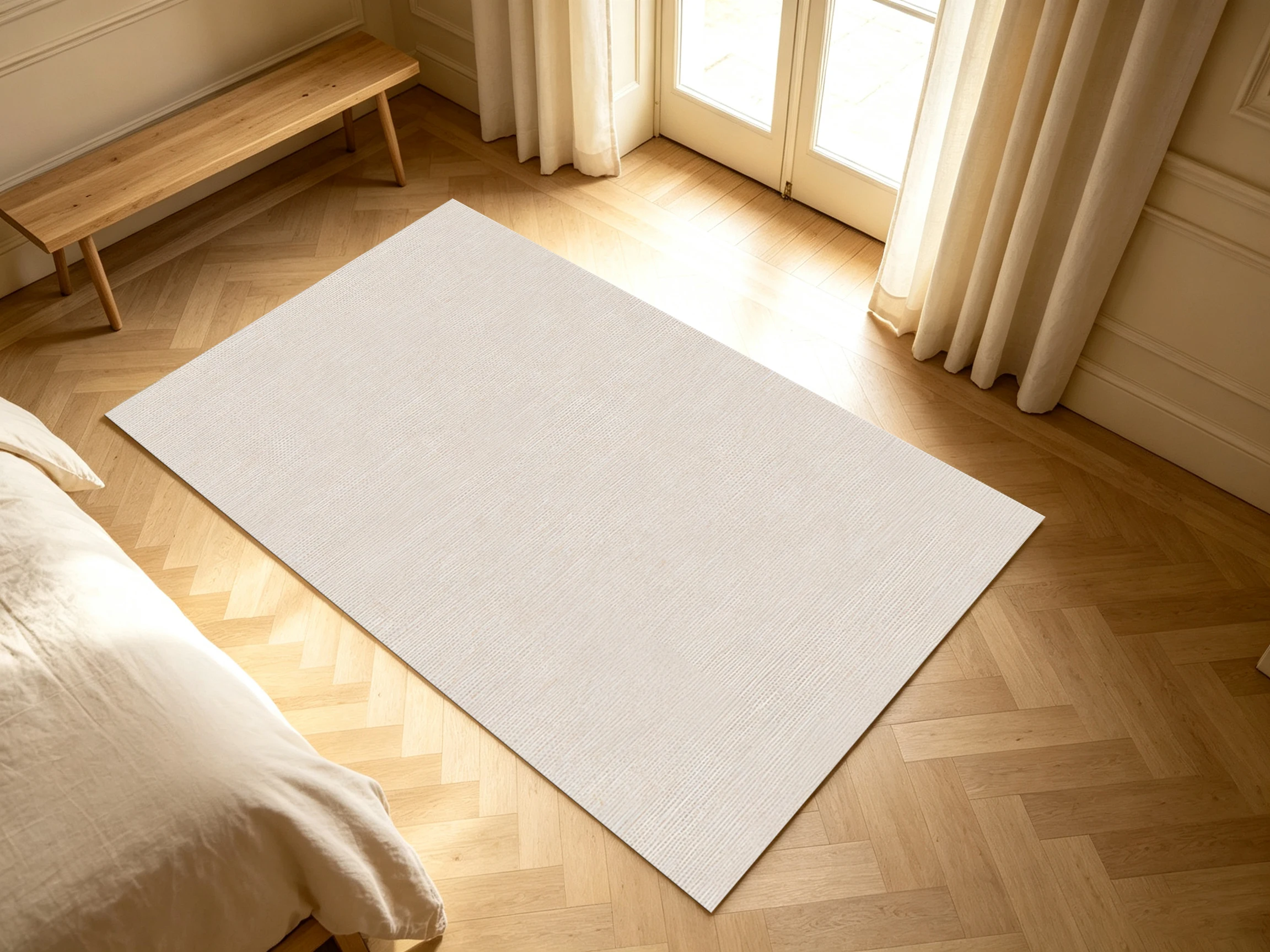 Cream‑White Solid Color Minimalist Area Rug, Clean Plain Design, for Autumn Winter Home Refresh, Decor for Bedroom and Living Room
