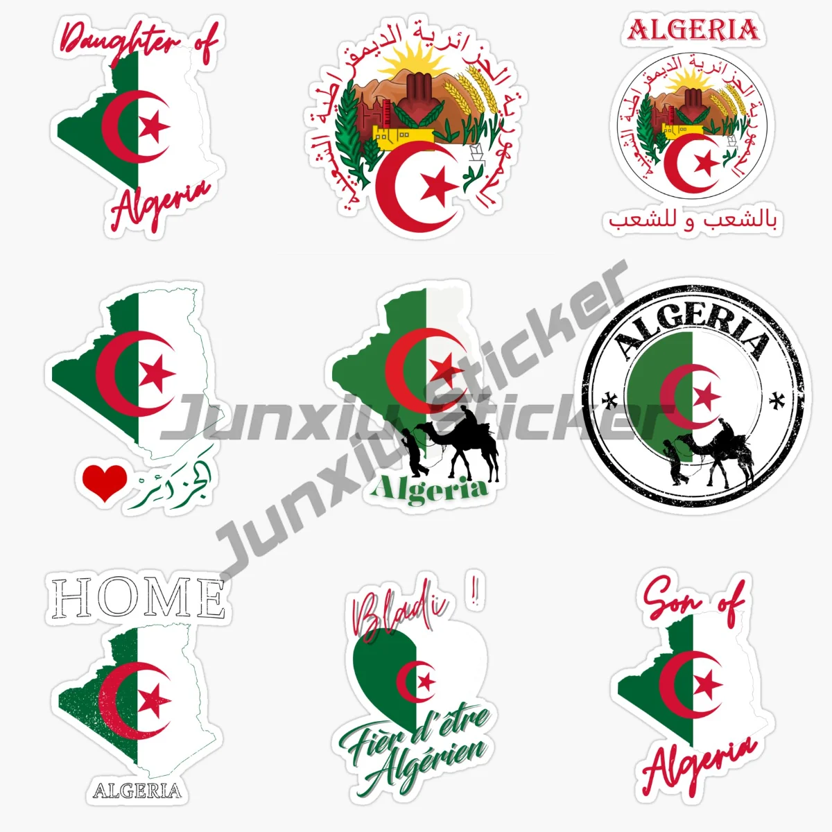 

ALGERIA Map National Flag and Emblem Vinyl Self-adhesive Car Stickers DIY Applique
