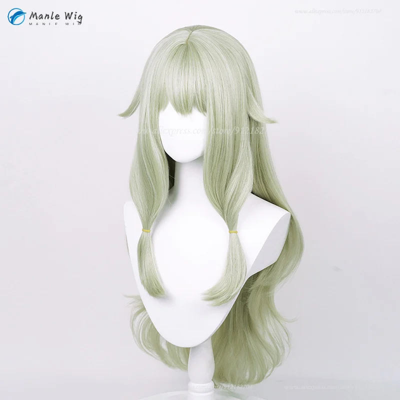 Kusanagi Nene Peluca de Cosplay para mujer, cuero cabelludo simulado, pelo sintético resistente al calor, color verde y rizado, 80cm