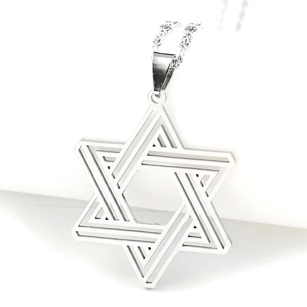 Stainless Steel Star of David Pendant, Jewish Six-Pointed Symbol Necklace, Available in Gold and Silver, Jewelry Accessory