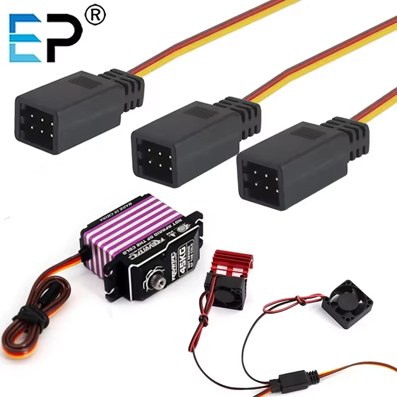 E-Power 1pcs/2pcs/5pcs 90mm JR Style Servo Y Splitter Cable - 1 Male to 2 Female Extension Harness for RC Car/Drone