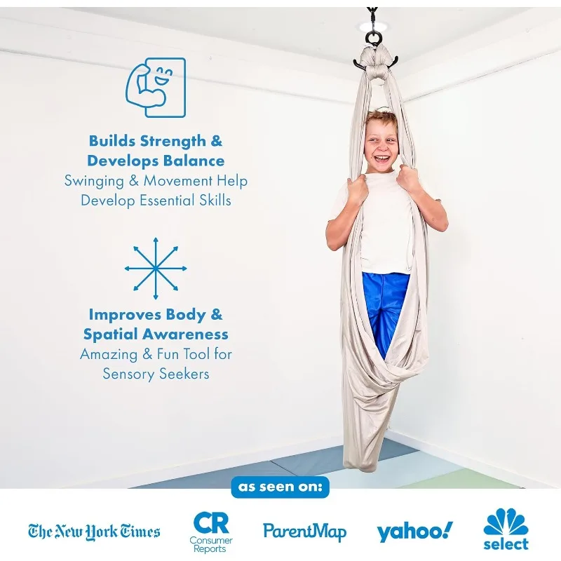 أرجوحة حسية للأطفال والكبار - تحمل 300 رطل، حسية داخلية وخارجية للتعليق مثل تأثير مهدئ - طبقات مزدوجة ناعمة