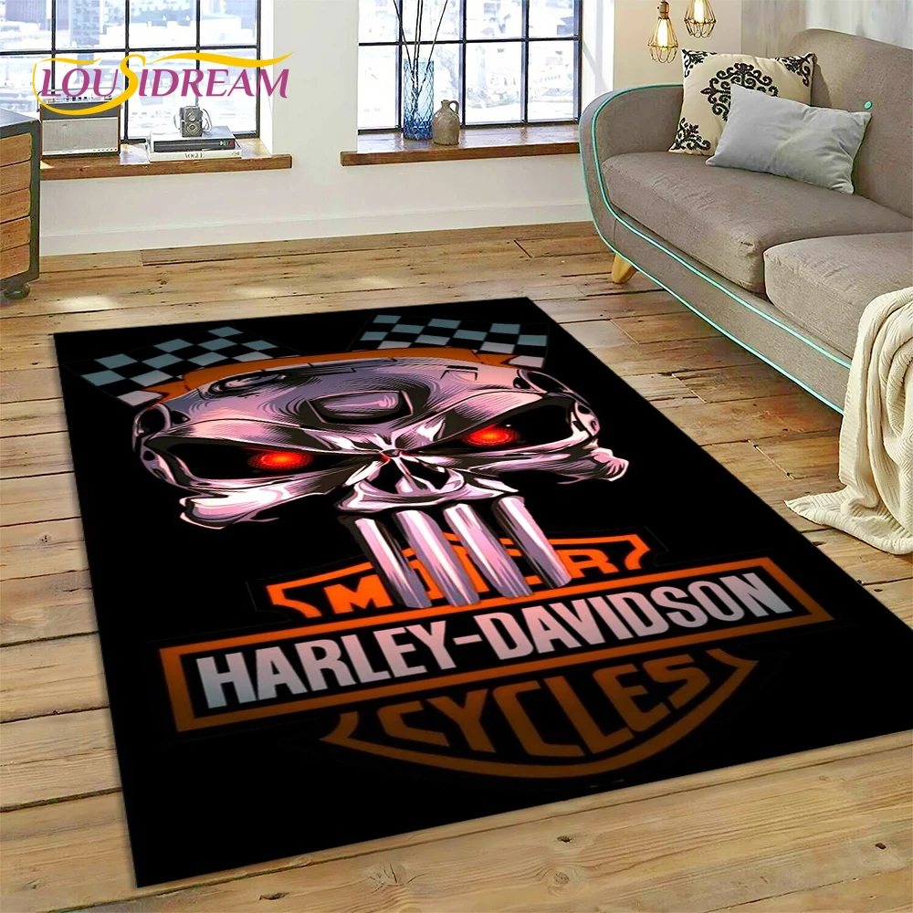 2025 New H-Harley-Davidson Motorcycle Logo Rug Carpet for Living Room Bedroom Home Decor,floor Mat Non-slip for Sofa Doormat