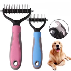 2-zijdige Professionele Pet Deshedding Borstel Debatting Hond Kam Kattenborstel Hark Puppy Verzorgingsgereedschap Ondervacht Afwerpen Vliegend Haar