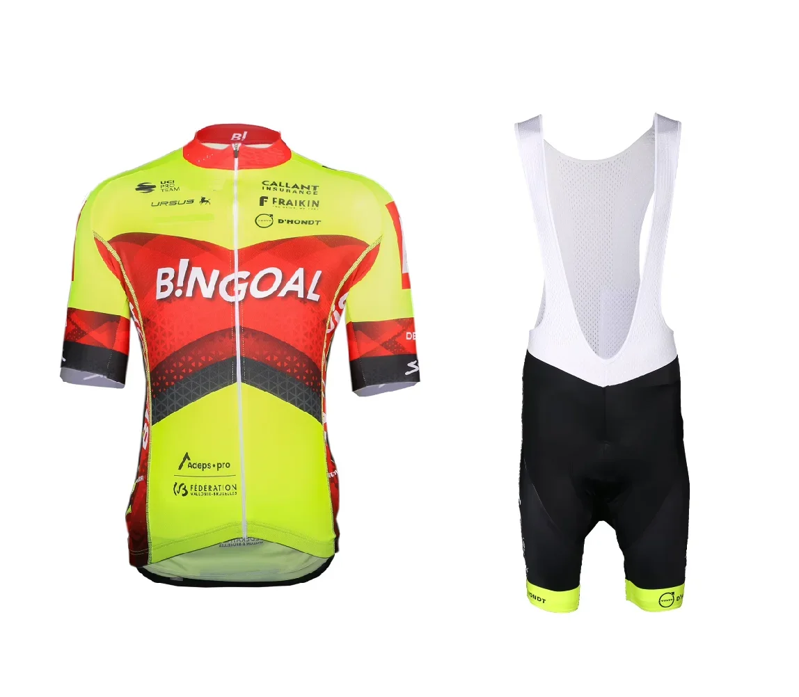 LASER CUT 2024 BINGOAL WB TEAM FLUO SHORT SLEEVE CYCLING JERSEY SUMMER CYCLING WEAR ROPA CICLISMO+BIB SHORTS