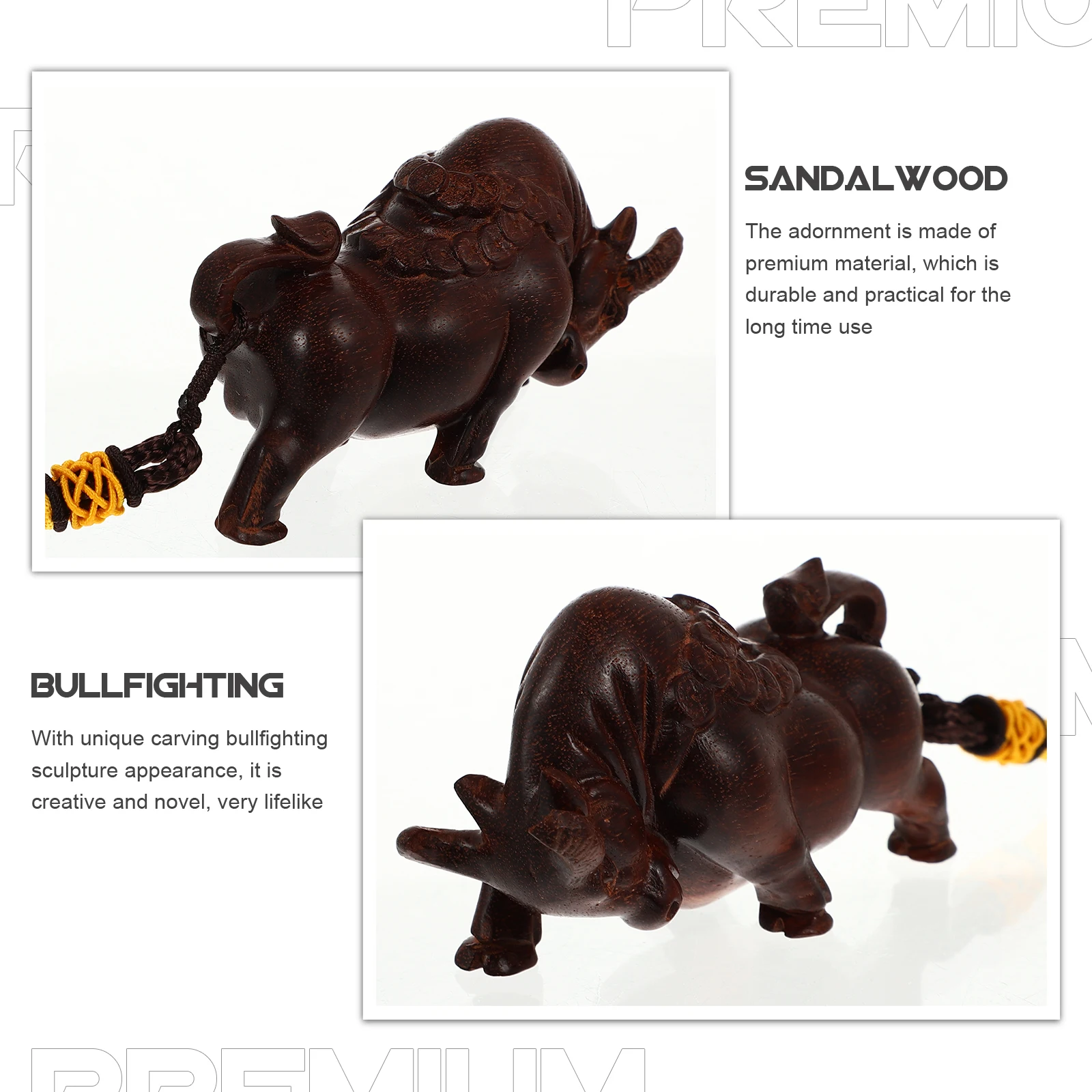 

Carving Bullfighting Sculpture Chic Wooden Pendant Desktop Ornament Animal Shape Wood Carving Decor Bullfighting Figurine