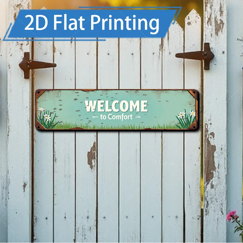 1 قطعة علامة معدنية، علامة ترحيب ريفية مقاس 4 × 16 بوصة: ديكور فني جداري معدني على طراز المزرعة العتيقة #1