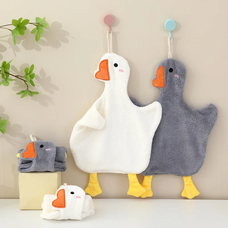 Cartoon Goose Hand Towel Kitchen Bathroom and Toilet Hand Towel Hanging Type with Super Water Absorption Quick Drying It Is Hard