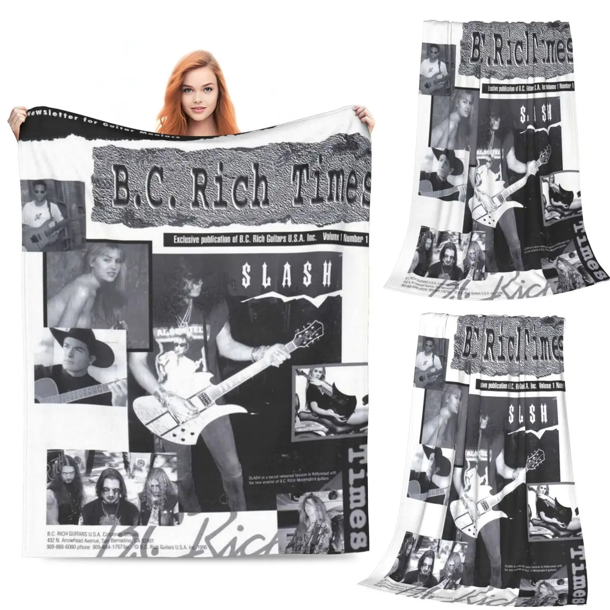 

B.C.Rich Guitar Logo Blanket Soft Warm Flannel Throw Blanket Plush for Bed Living room Picnic Travel Home Sofa