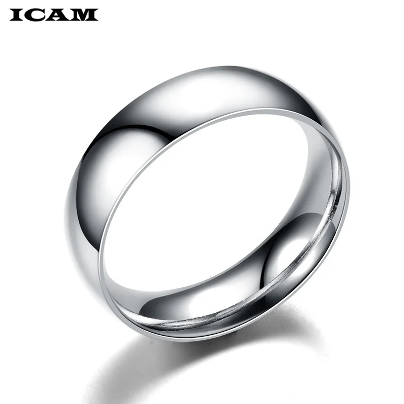 ICAM Fashion jewelry Simple Glossy Mirror Titanium Steel Ring Couple Ring for women men