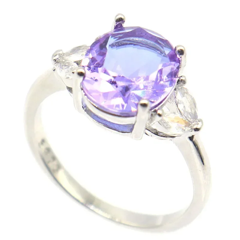 Cincin Perak Sterling 925 Asli 3.3g dengan Batu Zamrud Hijau, Zultanite, Alexandrite, Topaz, Berbagai Ukuran