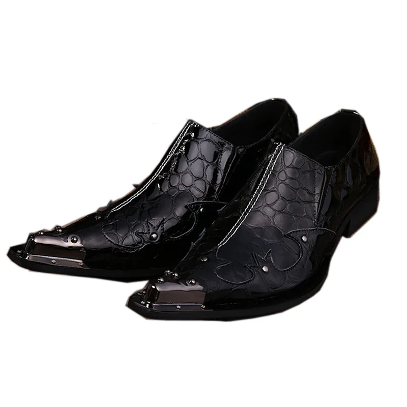 

Batzuzhi-Fashion Stage show shoes man Business patent leather Man's shoes Black Dress Shoes Dress Formal black EU38-46
