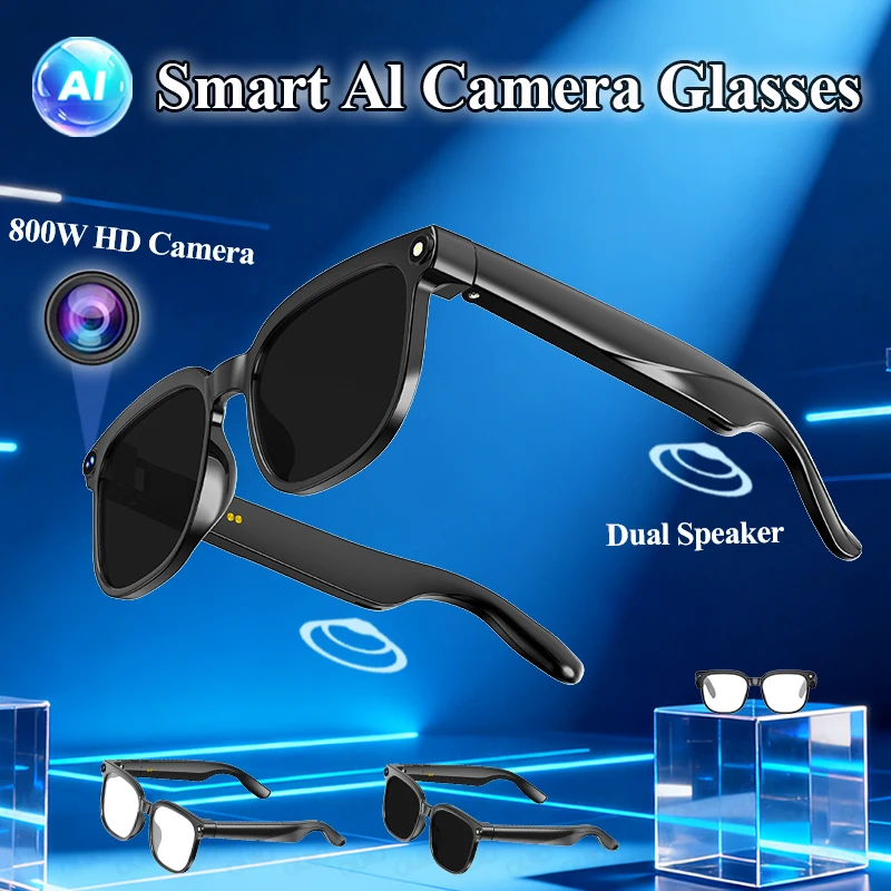 

Smart Glasses 800W Pixel Camera AI Intelligent Bluetooth Call Video Recording Real-time Translation Object Recognion Sunglasses