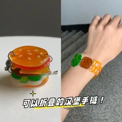 Foldable Acrylic Burger Bracelet with High Aesthetic Value Cute Cartoon Funny Eye-catching Portable Compact Beautiful Bracelet