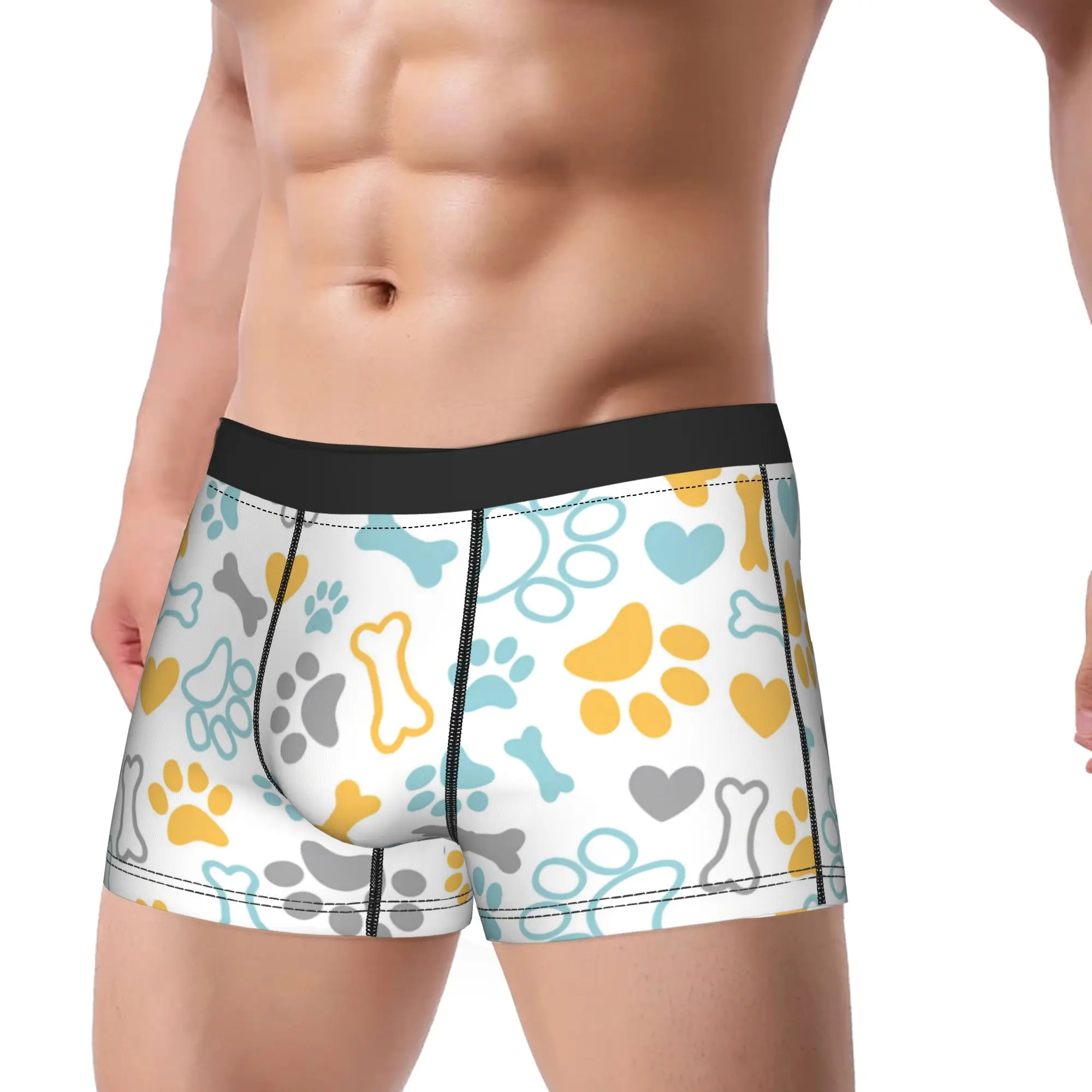 Man Paw Bone Heart Boxer Briefs Shorts Panties Soft Underwear Animal Lover Homme Sexy S-XXL Underpants