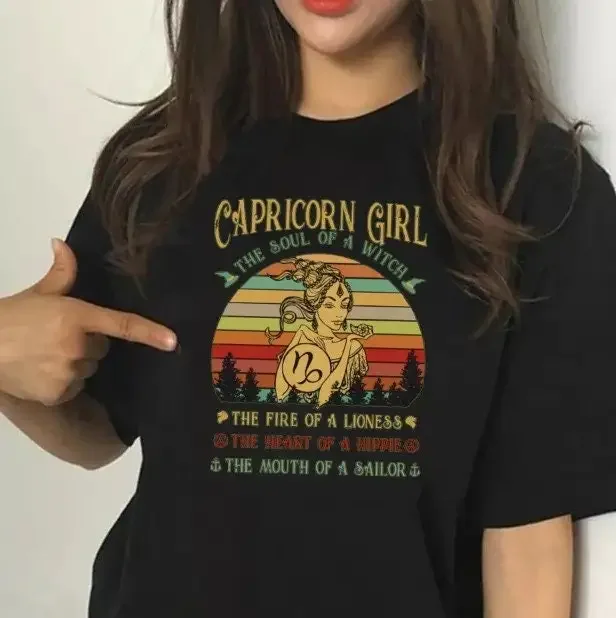 Capricorn Girl T Shirt The Soul Of A Witch Zodiac Funny For Birthday Anniversary