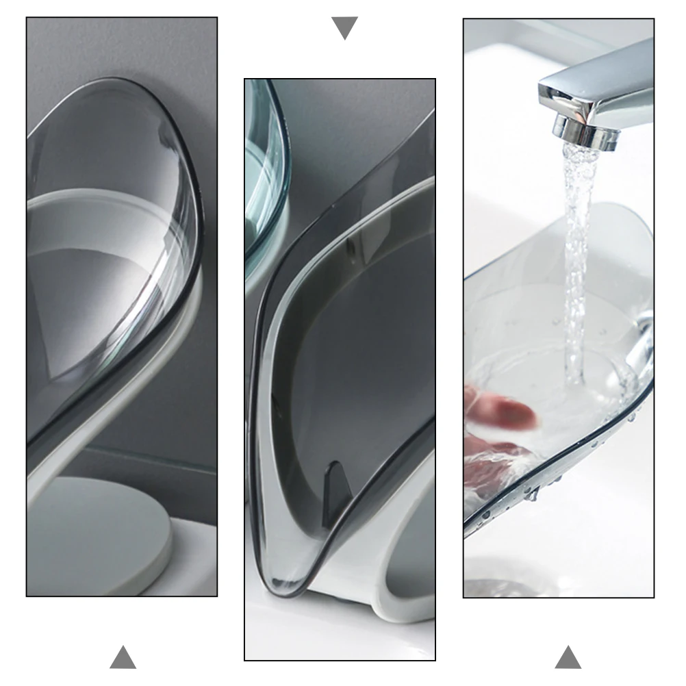 

2pcs Leaf Shape Holder Suction Cup Racks Tilt Drain Design Water Draining Rack Plastic Boxes Storage Rack Bathroom Supplies