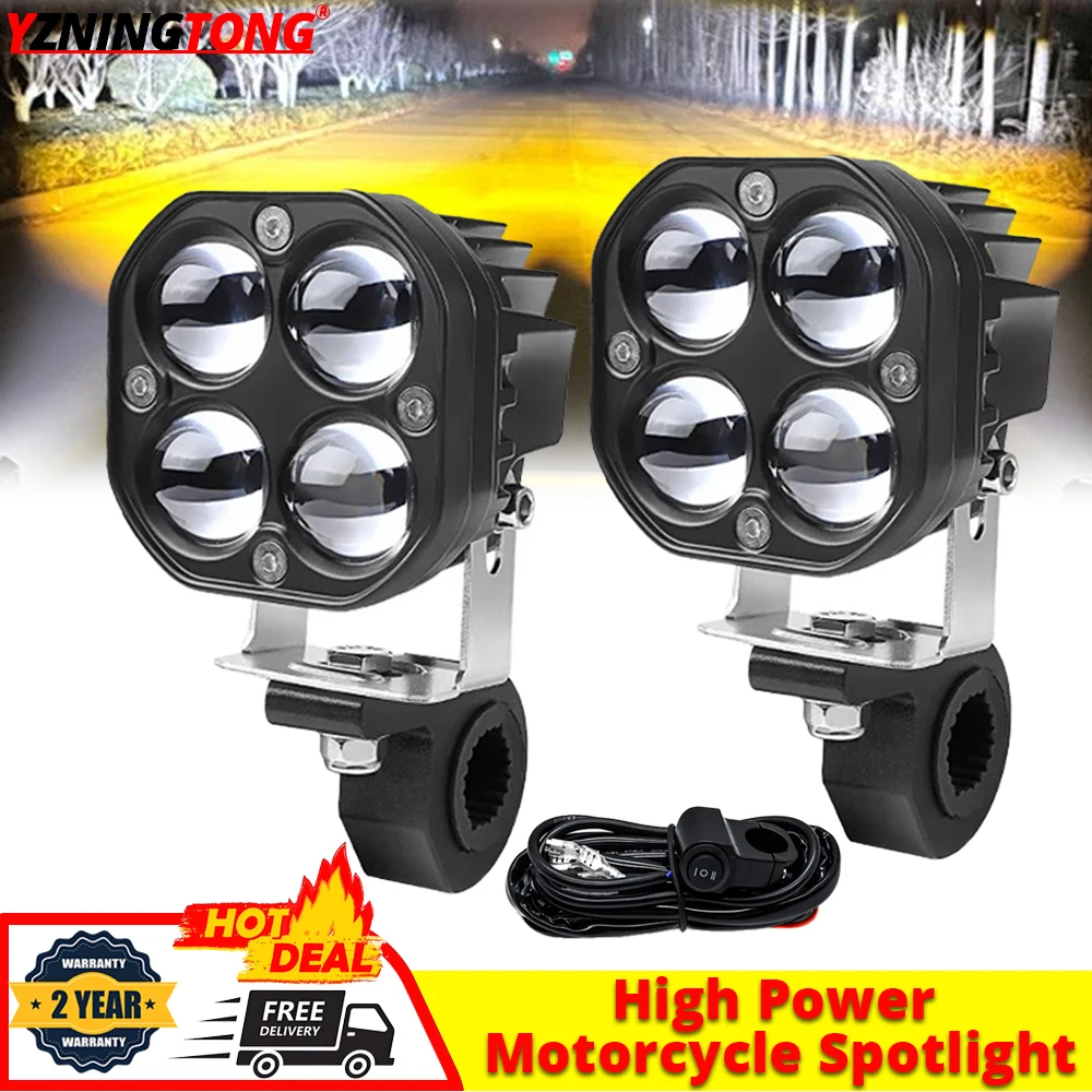 

3 Inch Motorcycle Led Headlight Bulbs 200W Dual Color LED Spotlights Fog Lamp Moto Truck Car SUV ATV Lighting HID for Suzuki 24V