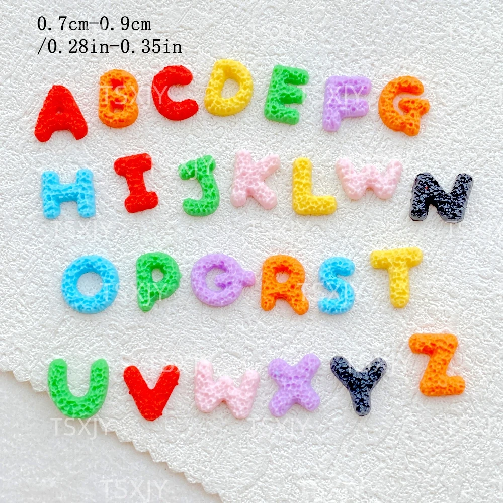 100pcs Colorful Resin Mini Cartoon With 26 Letters Nail Art Flatback Stone Figurines Scrapbook Charm DIY Jewelry Decor Crafts