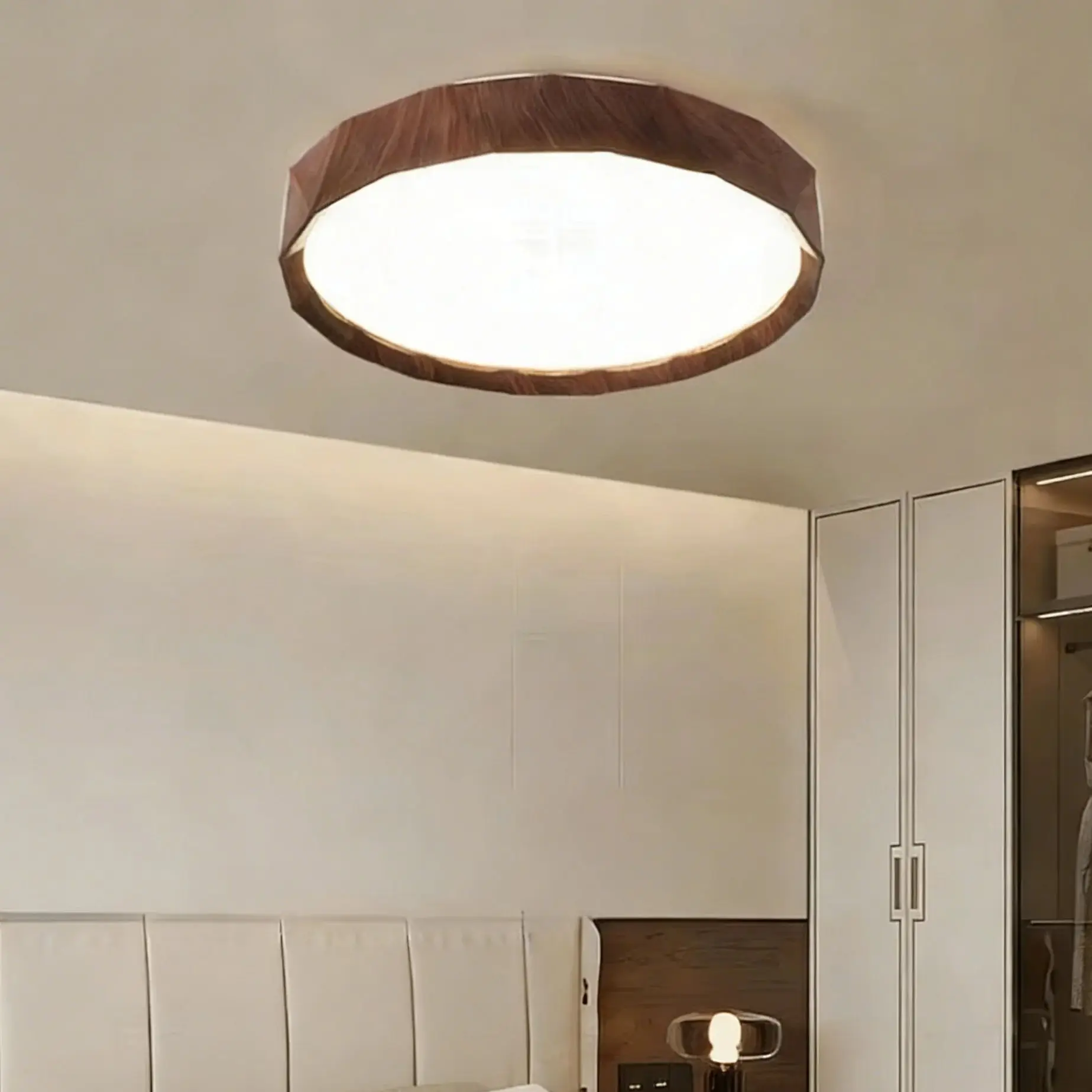 

Wood Grain Full Spectrum Ceiling Light No Flicker Eye Care Dimmable for Bedroom Living Room Kids Room Home LED Ceiling Lamp