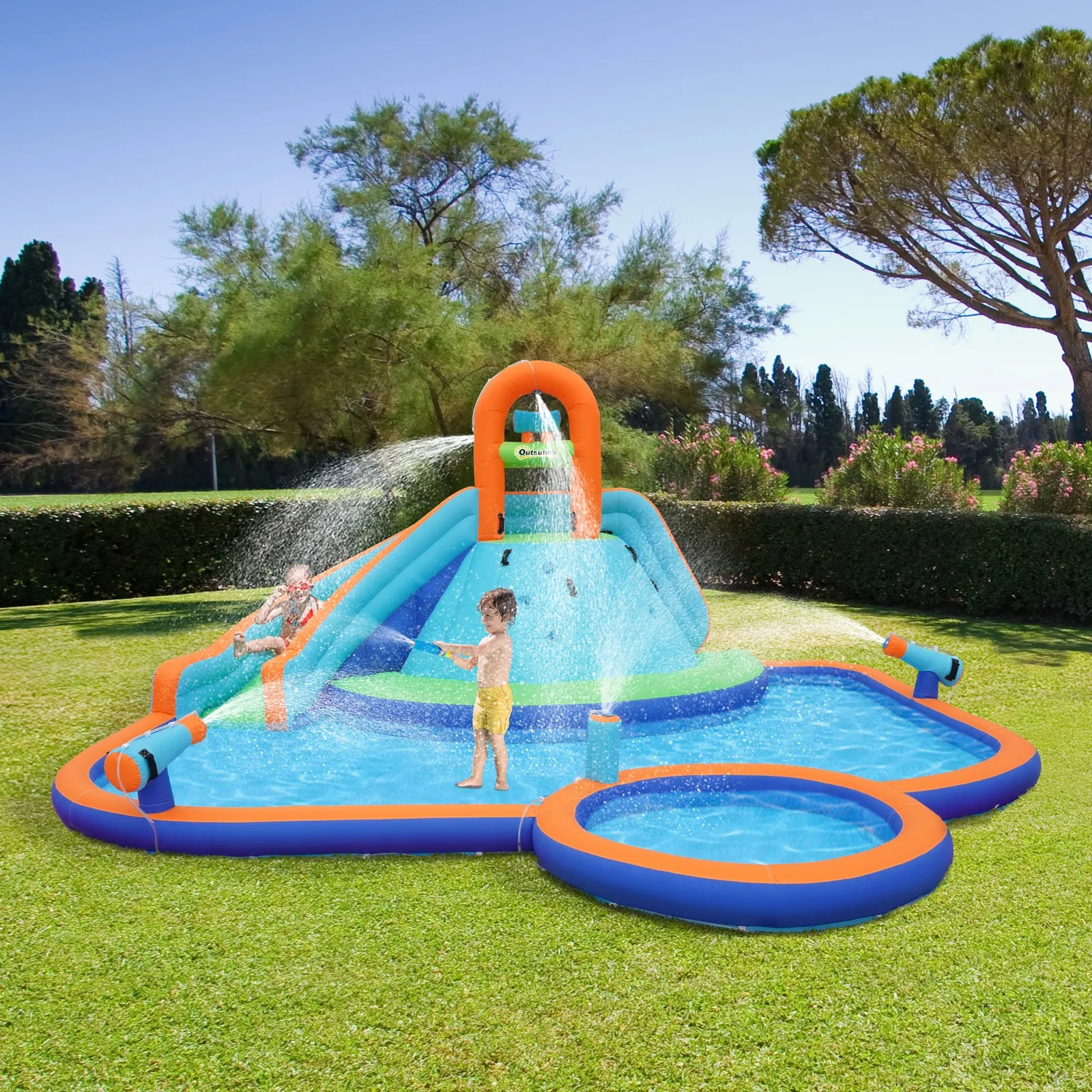 

4 in 1 Kids Bounce House W/ Slide, Pool, Blower for 3-8 Years