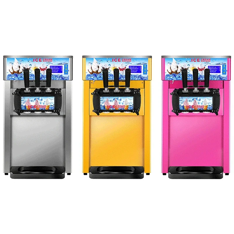 1200W Table Top Mini Soft Serve Ice Cream Making Machine 3 Flavors Commercial Ice Cream Maker