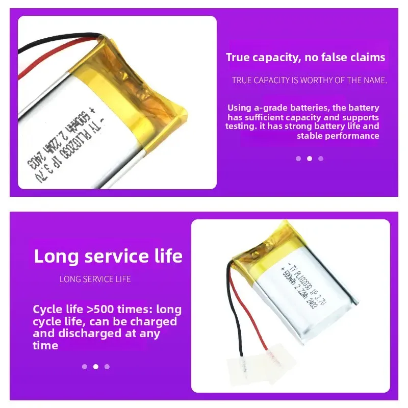 for 102030 Polymer Lithium Battery 3.7V 600mAh Rechargeable Soft Pack for Smart Lock Dog Trainer
