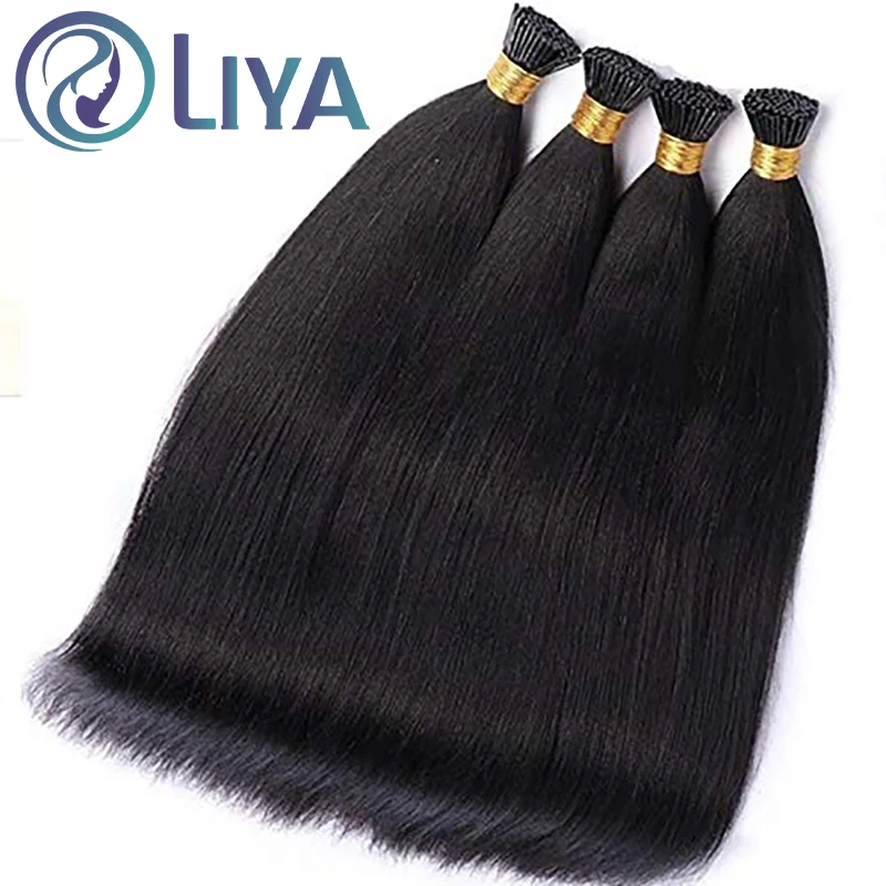 Extensiones de cabello humano liso para mujer, mechones de cabello negro Natural, 100% cabello humano sin procesar, # 1B