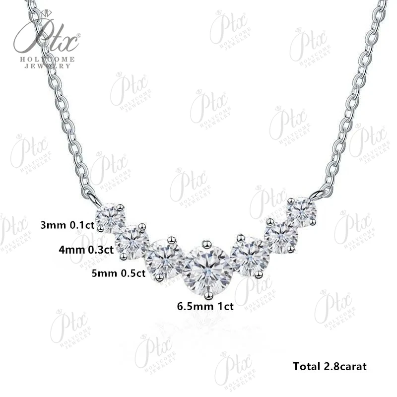 2.8 Carat Moissanite Pendant 7 Stones Necklaces 925 Sterling Sliver Fine Jewelry Necklace Lady Birth Stones Wedding Gift Jewel