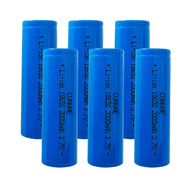 6pcs 3.7V 18650 battery 2000mAh Rechargeable Batteries ICR18650 Lithium Li-ion Recharge For Flashlight Torch headlamp Battery