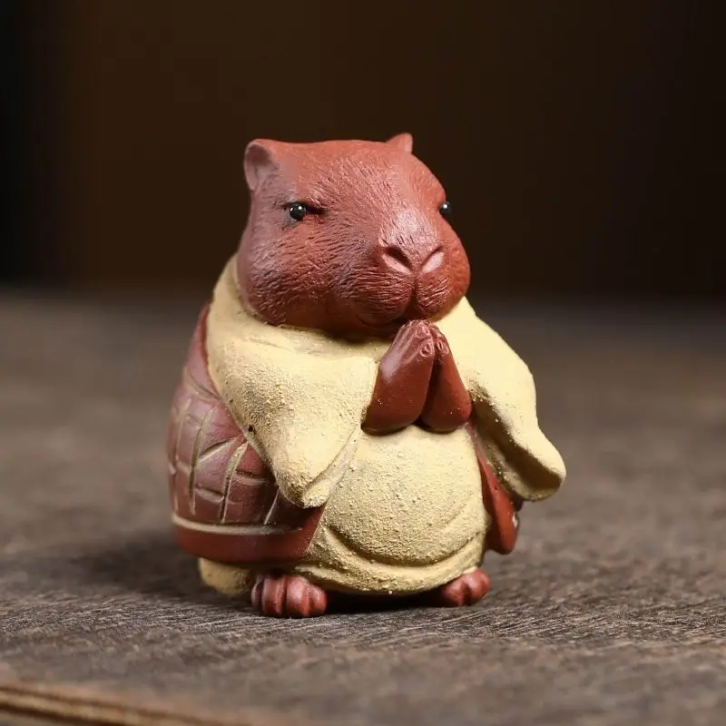 

Симпатичная фигурка морской свинки с капибарой, фигурка животного из фиолетовой глины - Pet Boutique Spirit Tea Zisha Decor - милая игрушка-капибара