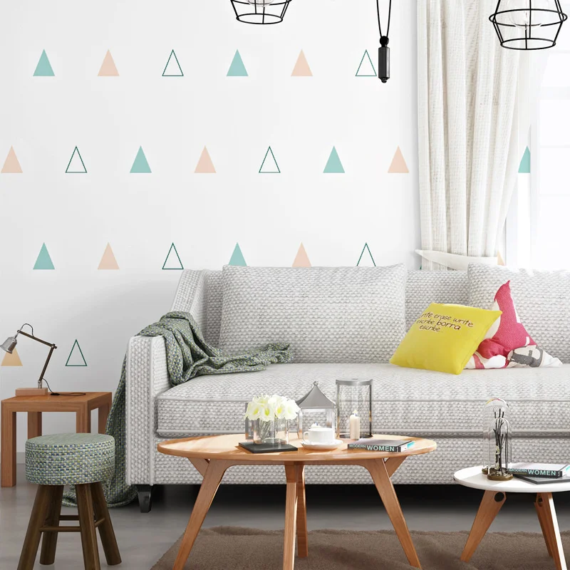 Nordic style wallpaper ins modern simple geometric triangle bedroom children's room boys and girls Korean wallpaper