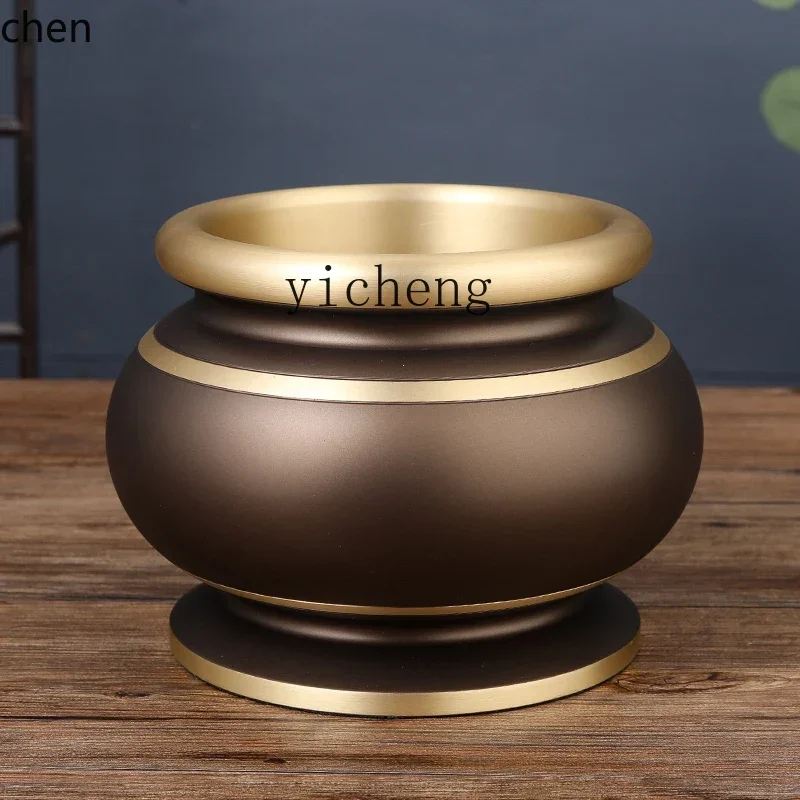 YFY   pure copper incense burner household indoor Buddha cup water supply cup holy water cup fruit plate vase Buddha utensil