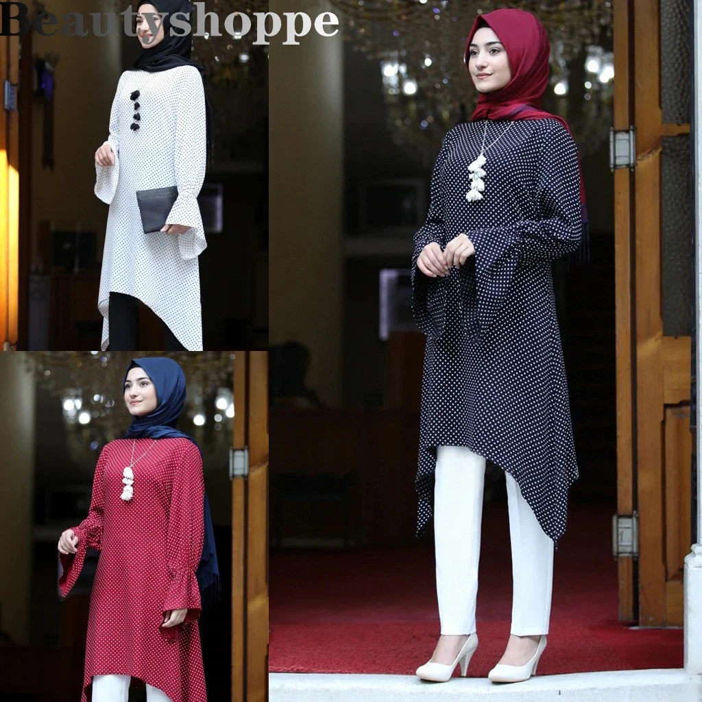 Dubai Abaya Turkish Muslim Turkey Islamic Clothing Flare Sleeve Shirts Blouse Loose Long Tops Clothes Women Ropa Turca Mujer