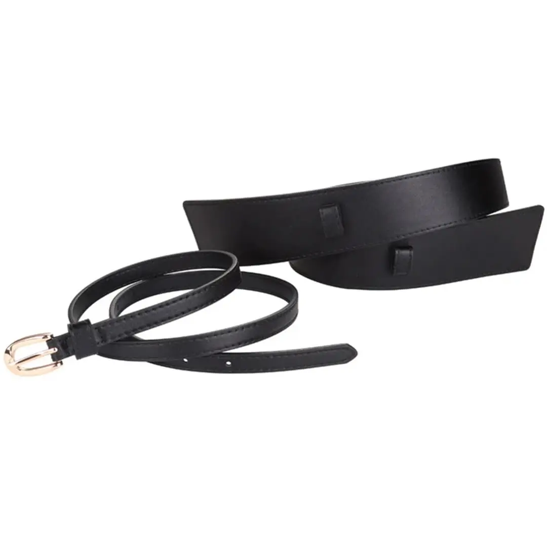 Ceinture large en cuir véritable pour femme, robe décorative avec feuille élastique, ceinture rétro