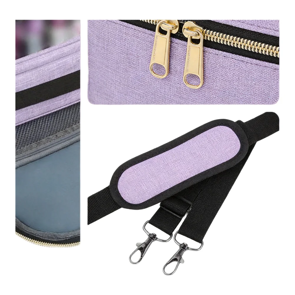 Practical Nail Polish Organizer with 4 Removable Pouches Side Pockets Front Zipper Compartment and Back Attachment Strap