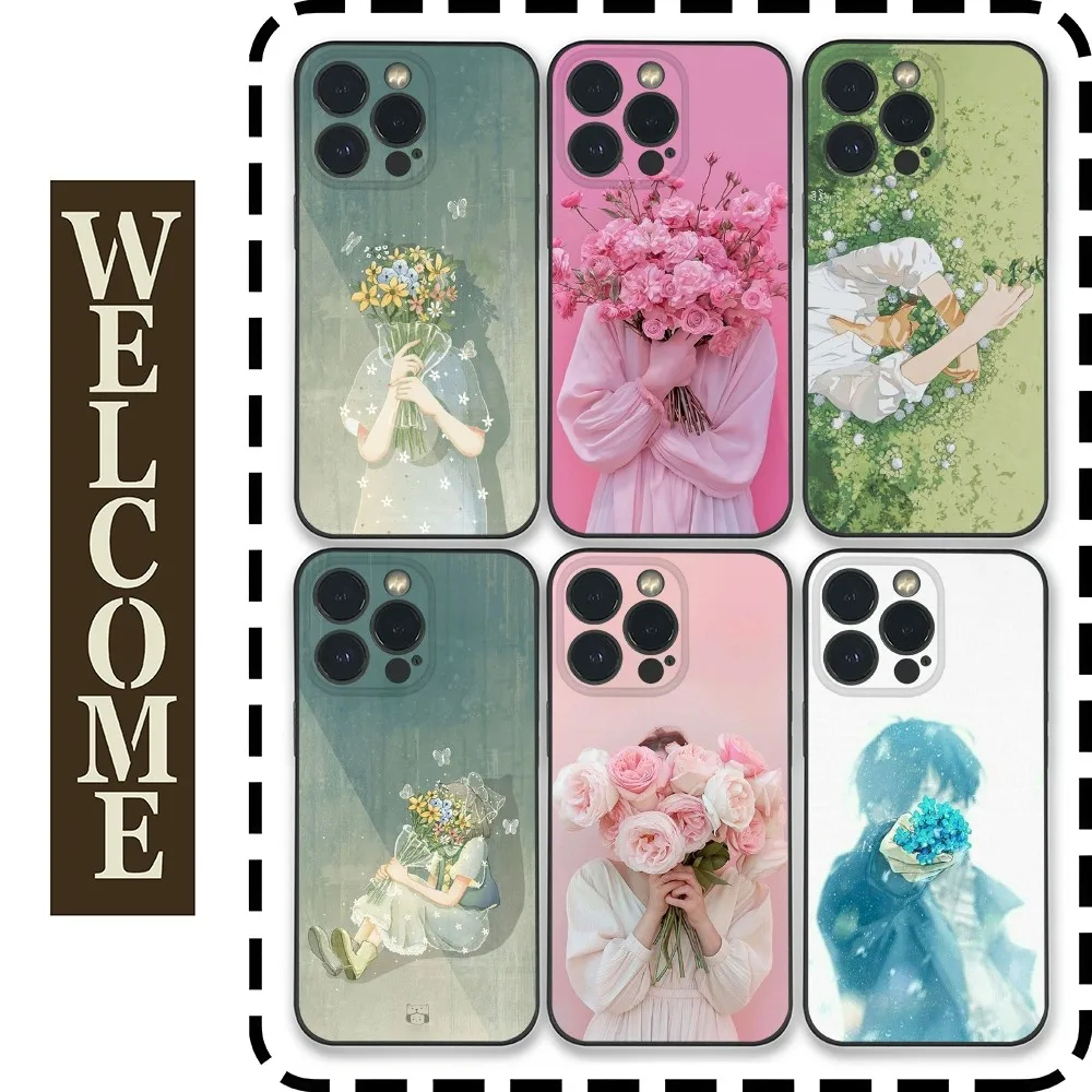 Boys Girls Wildflowers Phone Case for Samsung Galaxy S24 Ultra S22 S23 Ultra S21 S20 5G Protective Silicone TPU Funda