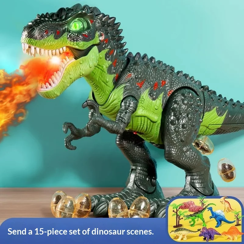 Qx Remote Control Dinosaur Toy Electric Walking Spray Flame Large Simulation Tyrannosaurus Rex Animal Model For Hobby Collection
